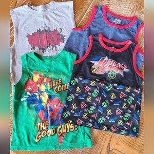 Nike, Marvel, Justice League and Old Navy tank tops, size 5/6